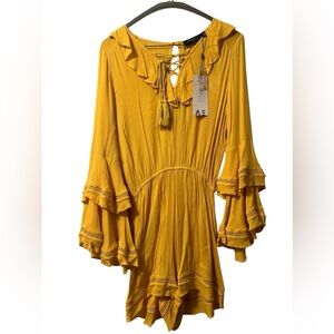 Angel Eye Mustard Yellow Ruffled Romper Brand New Size 6
